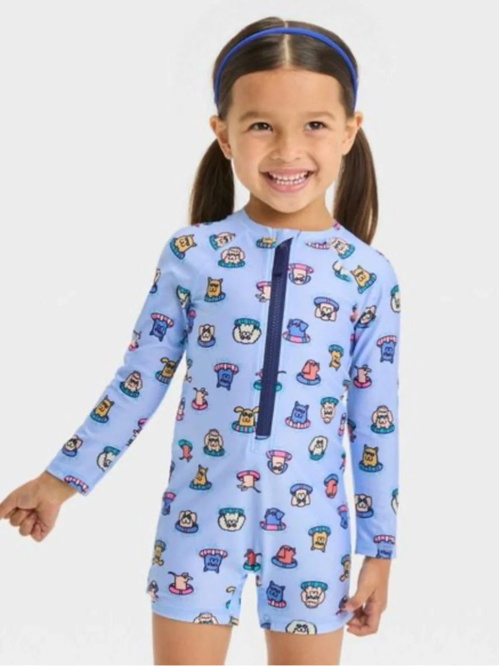 Cat & Jack Toddlers' Long Sleeve Dog Printed Rash Guard Swimsuit Size 18M